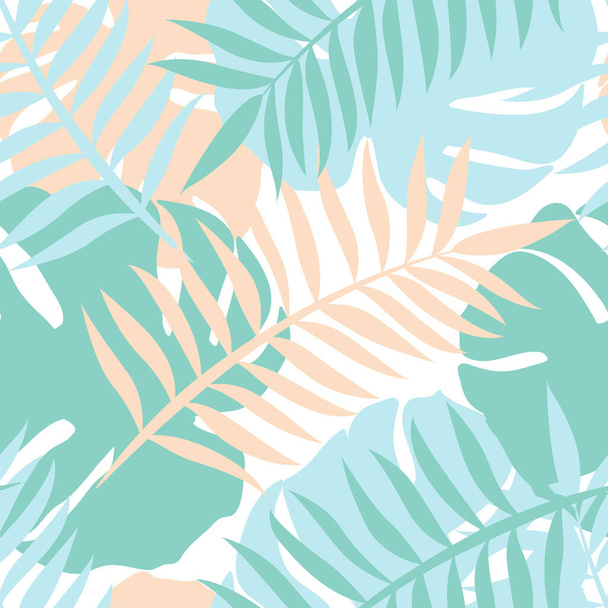 Beautifull tropical leaves branch  seamless pattern design - Wektor, obraz