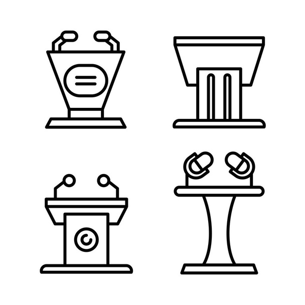tribune and podium icons set line vector - Vector, Image
