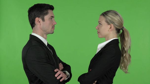 Male and Female Professionals Looking at each, Chroma Key - Foto, afbeelding