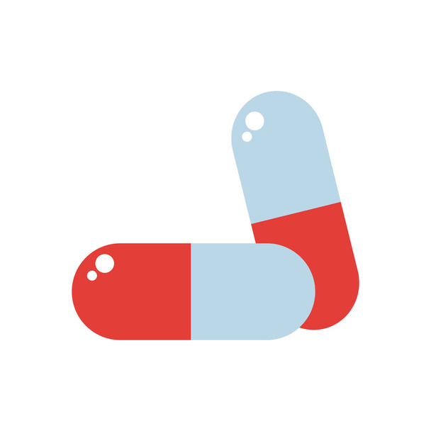 pastillas cápsulas icono, estilo plano
 - Vector, Imagen