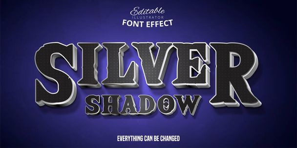 Silver Shadow szöveg, 3d szerkeszthető betűtípus hatás - Vektor, kép
