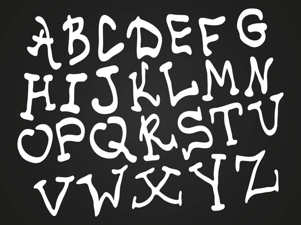 Vector fonts. Handwritten calligraphy. Alphabet vector illustration isolated - Вектор,изображение