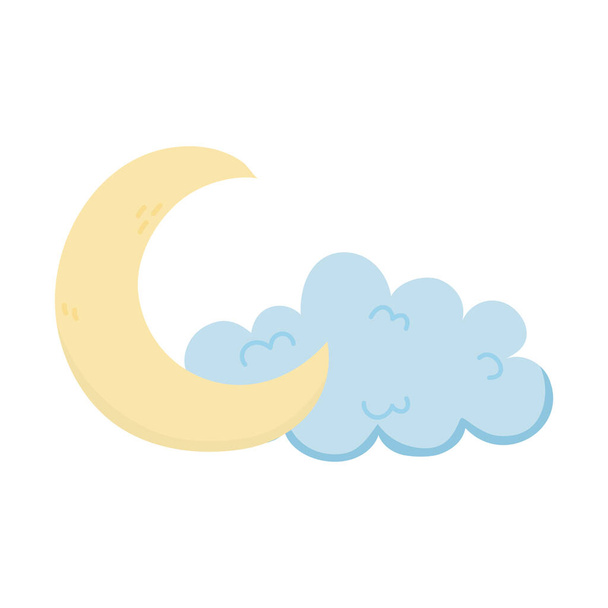 decoración de media luna y nube icono aislado
 - Vector, imagen