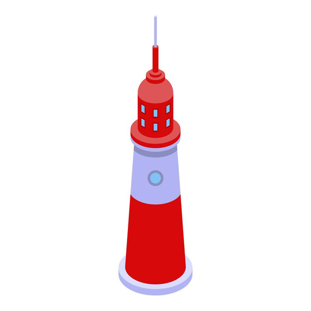 Red lighthouse icon, isometric style - Вектор,изображение