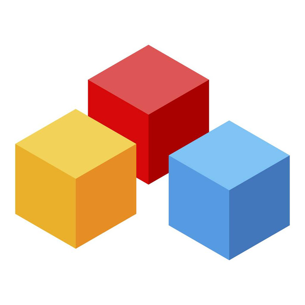 Baby toy cubes icon, isometric style - Vetor, Imagem
