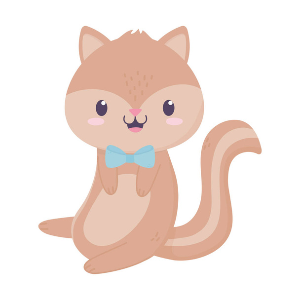 мила білка з бантом краватка тварин мультфільм ізольована іконка
 - Вектор, зображення