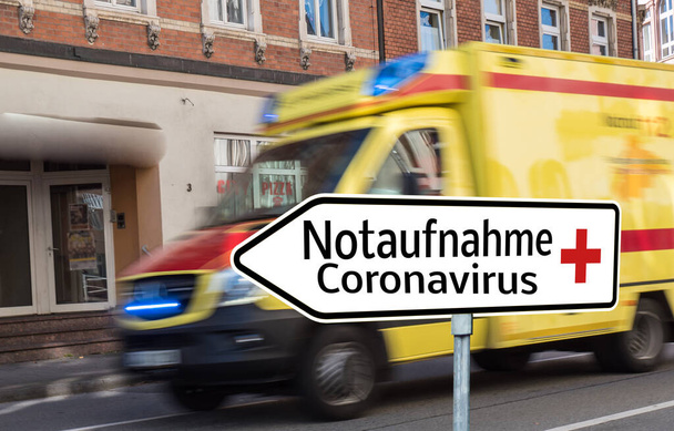 Coronavirus-Notfall-Schild auf Deutsch - Foto, Bild