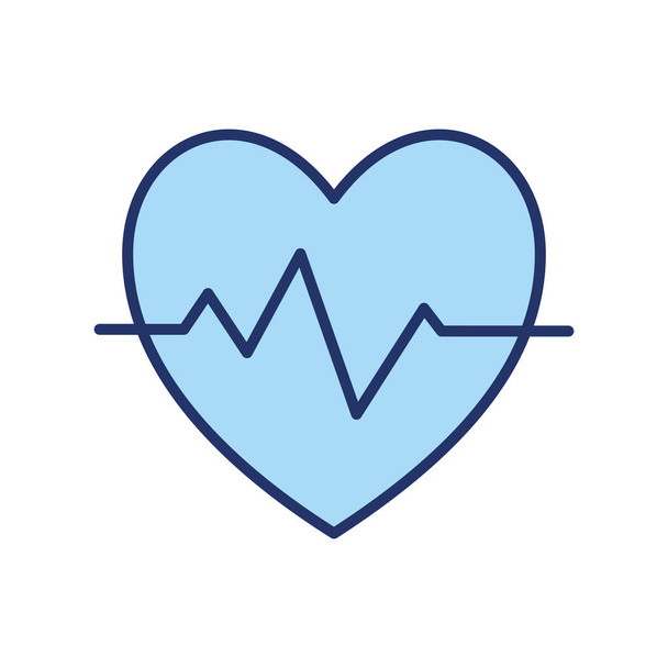 Isolated heart pulse line and fill style icon vector design - Vector, Image