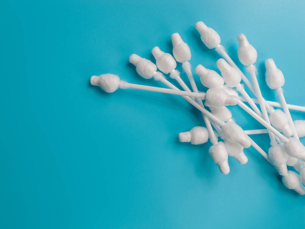 cotton buds close-up on a light background, for children, hygiene and ear cleaning, cotton swab - Photo, Image
