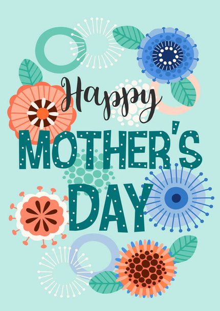 Happy Mothers Day. Vector illustration with abstract flowers. - Vecteur, image