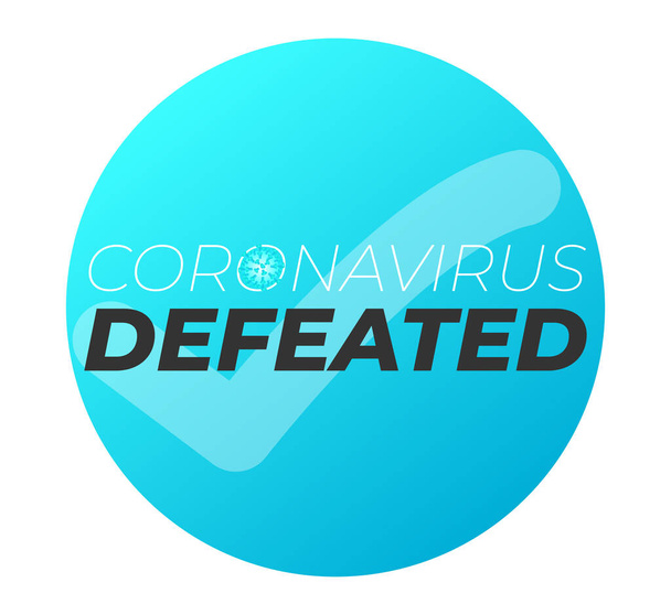 Coronavirus derrotou o emblema da etiqueta da ilustração
 - Vetor, Imagem
