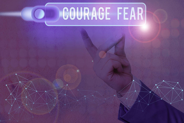 Conceptual hand writing showing Courage Fear. Business photo text quality of mind that enables a demonstrating to face difficulty. - Zdjęcie, obraz