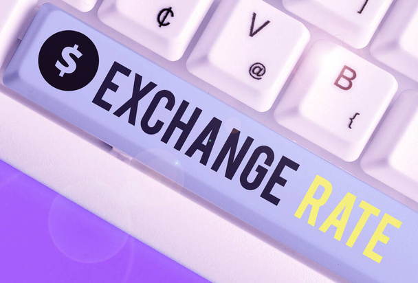 Käsitteellinen käsin kirjoittaminen osoittaa Exchange Rate. Business valokuva tekstin arvo yhden valuutan muuntamiseksi toiseen
. - Valokuva, kuva