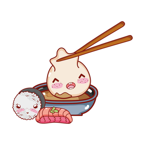 Гаваї з пельмені в соусі рис і рибна їжа японський мультфільм, суші і роли
 - Вектор, зображення