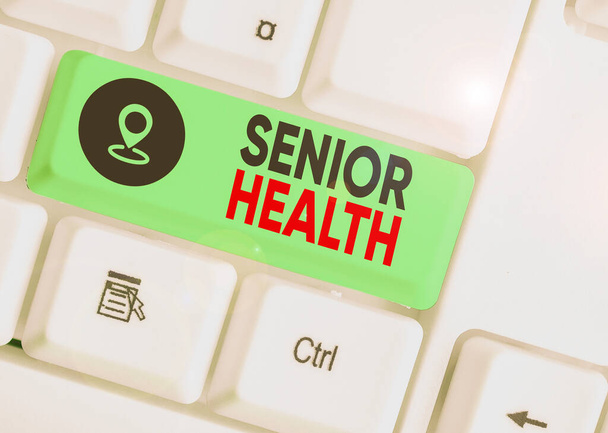 Conceptual hand writing showing Senior Health. Business photo text refers to physical and mental conditions of senior citizens. - Fotografie, Obrázek