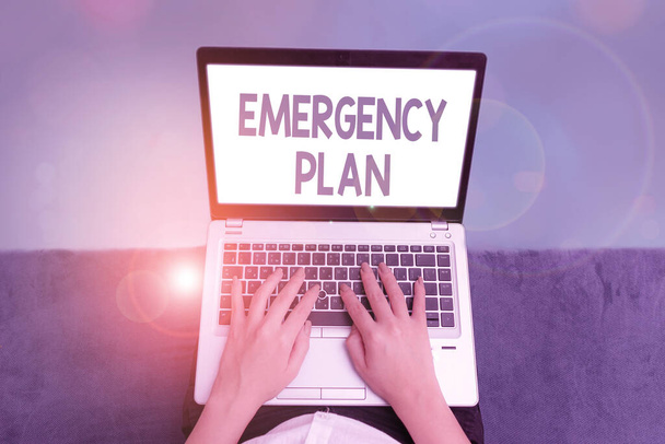 Handwriting text Emergency Plan. Concept meaning course of action to mitigate the damage of potential events. - Photo, Image