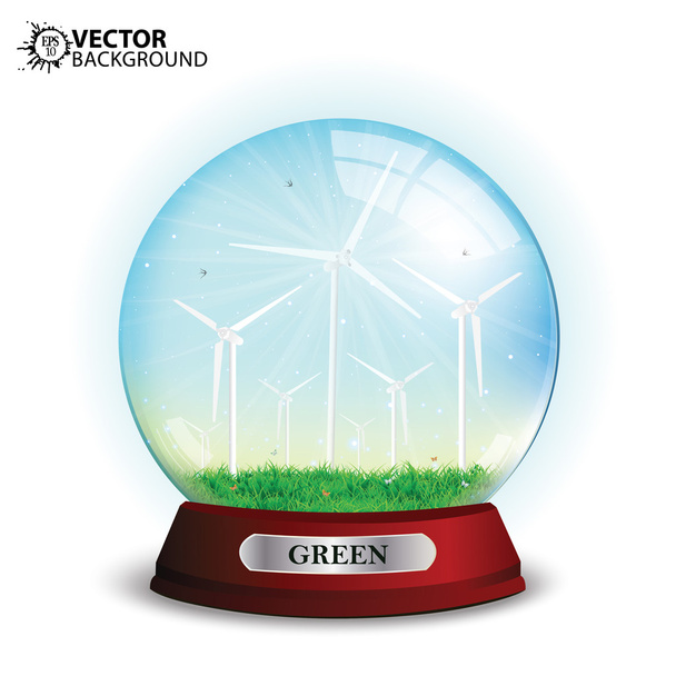groene kristallen bol vectorillustratie - Vector, afbeelding