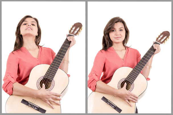 Girl playing guitar set - Фото, зображення