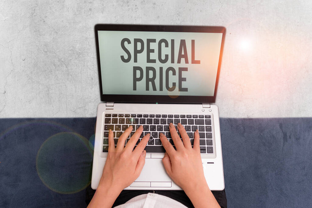Writing note showing Special Price. Business photo showcasing selling at a price that is lower than usual Discounted. - Photo, Image