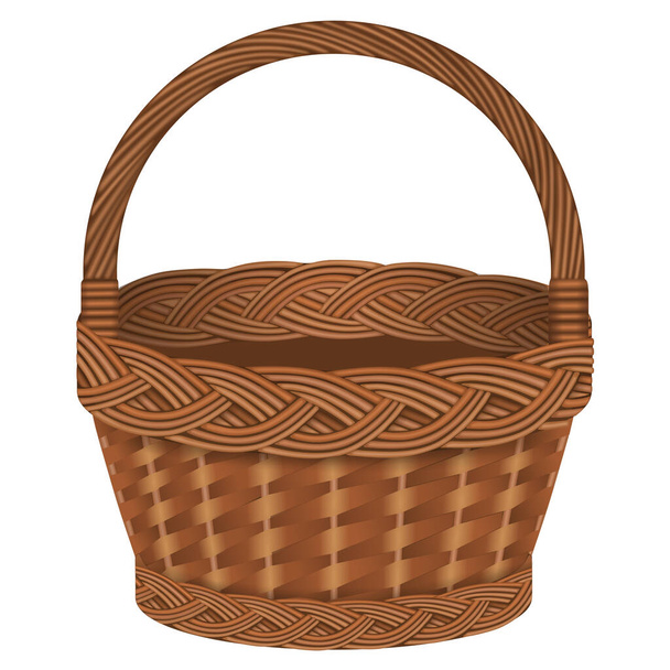 isolated empty wicker basket illustration vector - Vector, Image