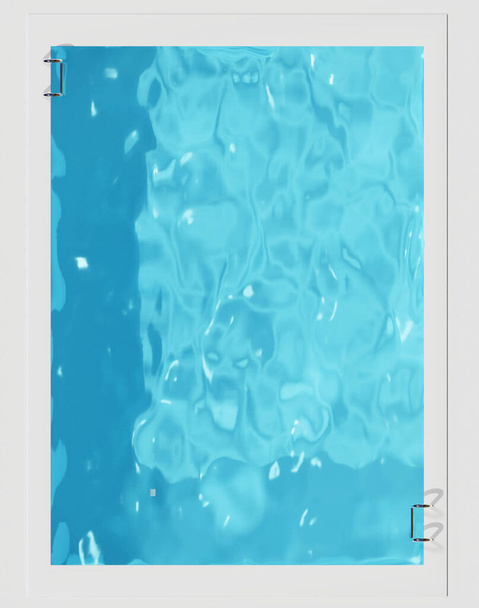 Vista superior de la piscina de agua azul en temporada de verano. renderizado 3d
 - Foto, Imagen