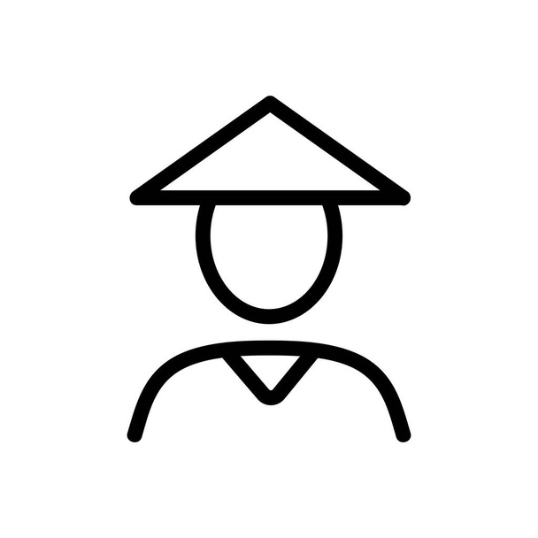 В'єтнамський чоловічий іконостас. Чоловік В'єтнаму. ізольований контурний символ. - Вектор, зображення