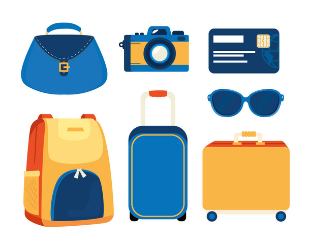 conjunto de iconos de viaje de verano - Vector, Imagen
