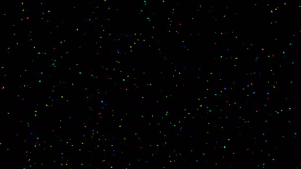Confetti tiszteleg felrobban a levegőben, elszigetelt fekete háttérrel. Vizuális hatás díszíteni overlay részecske dísz elem koncepció. Boldog újévi évfordulót! 4k Vfx videofelvétel - Felvétel, videó