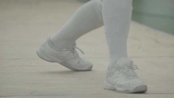 Feet of fencers during fencing. Close-up. Slow motion - Imágenes, Vídeo