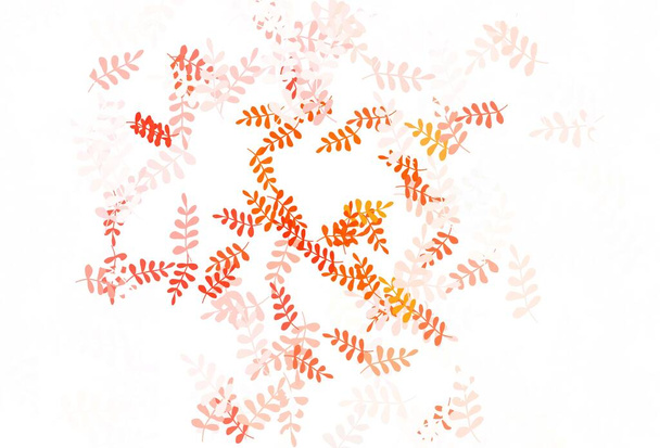 Lichtrode vector doodle textuur met bladeren. Schetterende krabbels met bladeren op wazige achtergrond. Getextureerd patroon voor websites, banners. - Vector, afbeelding