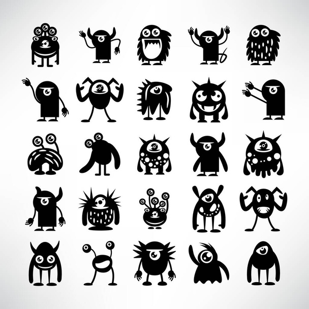 funny monster icons character vector set - Vector, Image