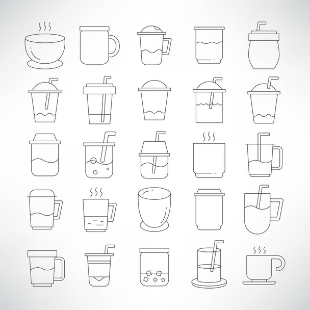 šálek kávy, sada ikon na šálek čaje - Vektor, obrázek