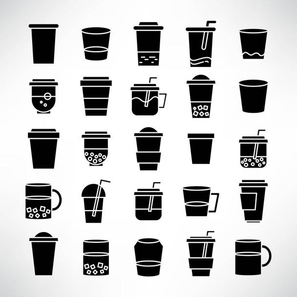 кубок напитков, набор икон для чая и кофе
 - Вектор,изображение