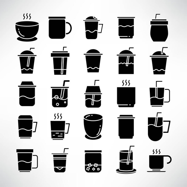 sada nápojů, čajových a kávových ikon - Vektor, obrázek