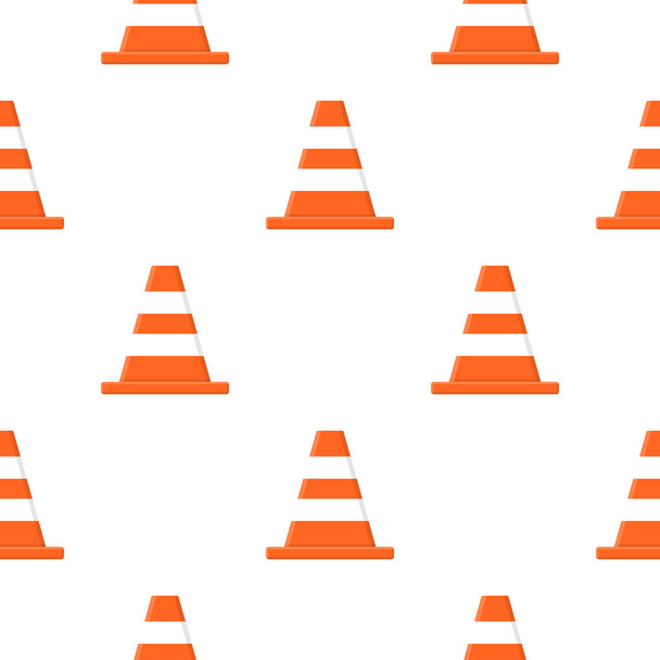 Seamless pattern with traffic cones isolated on white background. Cartoon style. Vector illustration for design, web, wrapping paper, fabric, wallpaper. - Vektor, obrázek