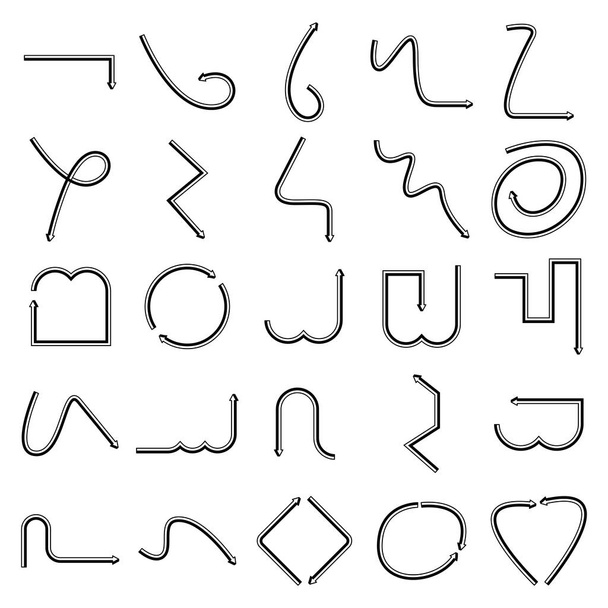 arrow icons line cuboid design set - Vector, afbeelding