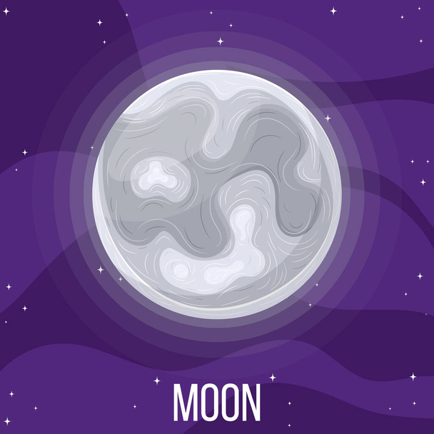 Luna en el espacio. Universo colorido con Luna. Ilustración vectorial de estilo de dibujos animados para cualquier diseño
. - Vector, imagen