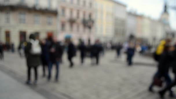Abstract Defocused Blurred Background of many people on street - Footage, Video
