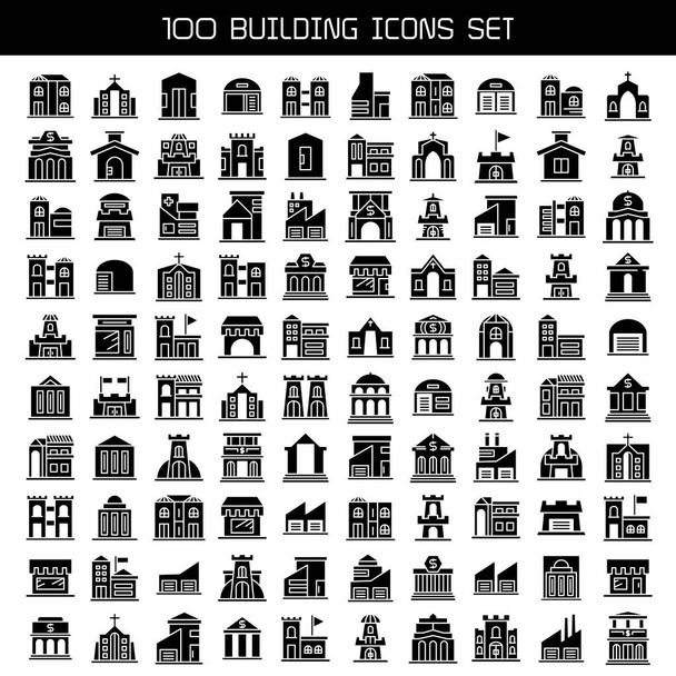 big set of building, tower city icons vector - Vector, Image