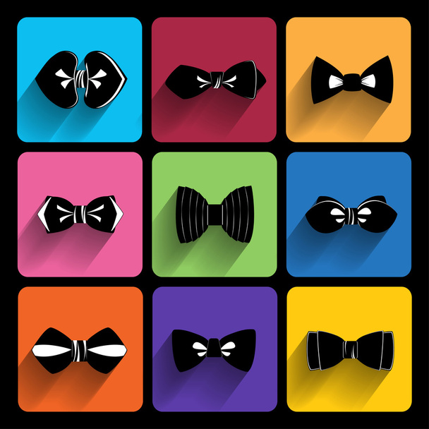 Trendy bow tie Icons With Long Shadow - Vektör, Görsel