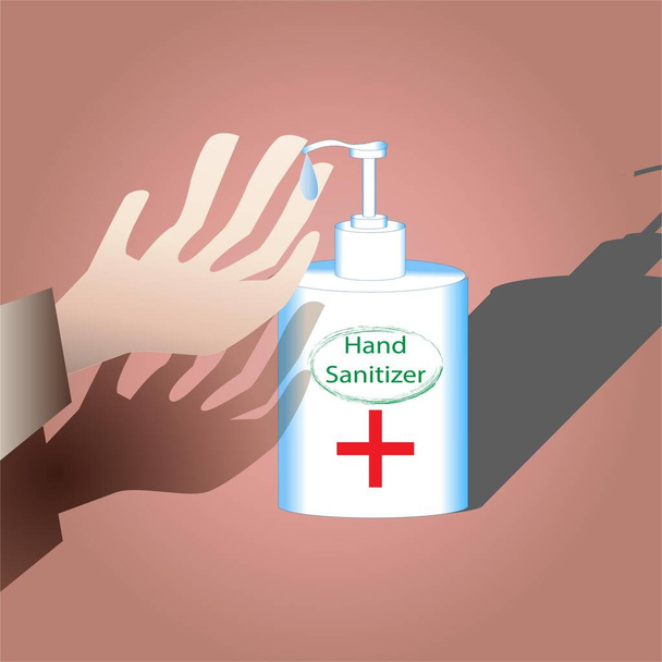 Illustration und Sign of Hand Sanitizer Flasche für Werbung, Banner, Poster und Aufkleber - Vektor, Bild