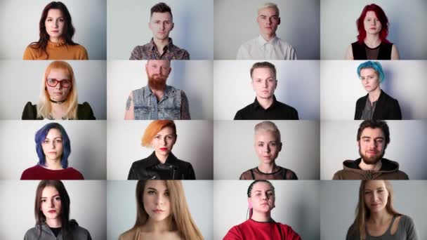 retratos de mujeres jóvenes serios modernos en el estudio, collage
 - Imágenes, Vídeo