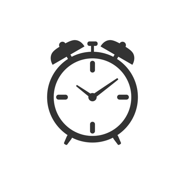 Grafisches Wecker-Symbol. Weckerzeichen isoliert auf weißem Hintergrund. Uhren-Vorlage. Vektorillustration - Vektor, Bild