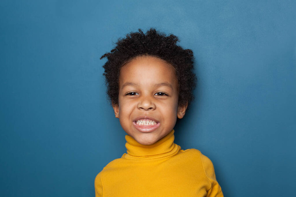 Funny small black child boy portrait - Photo, Image