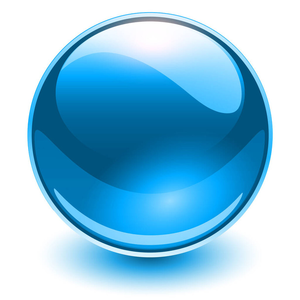 Glass sphere blue, vector shiny ball - Vector, afbeelding