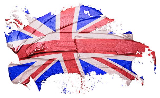 Великобритания флаг текстурированной масляной краской мазка мазка, изолированные на белом фоне
. - Фото, изображение