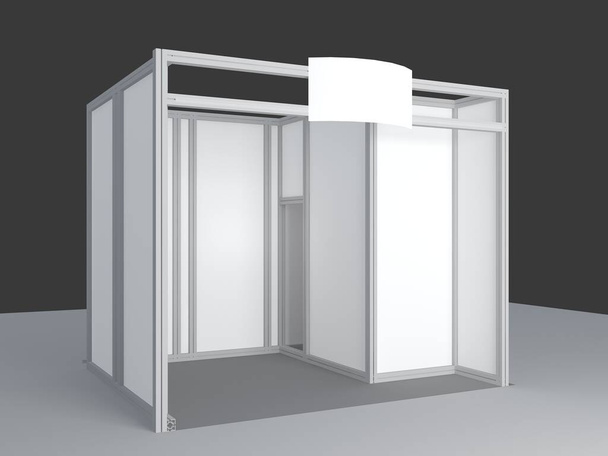 bílá kabina pro přizpůsobení. 3D vykreslování mockup, standardní konstrukce - Fotografie, Obrázek