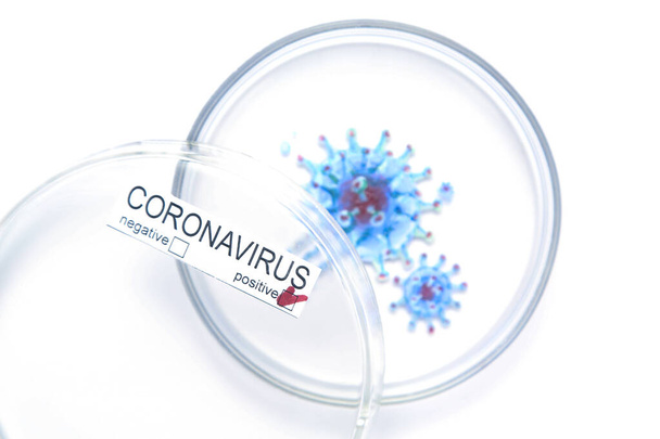 A picture of a coronavirus drawn in a Petri dish - Photo, Image