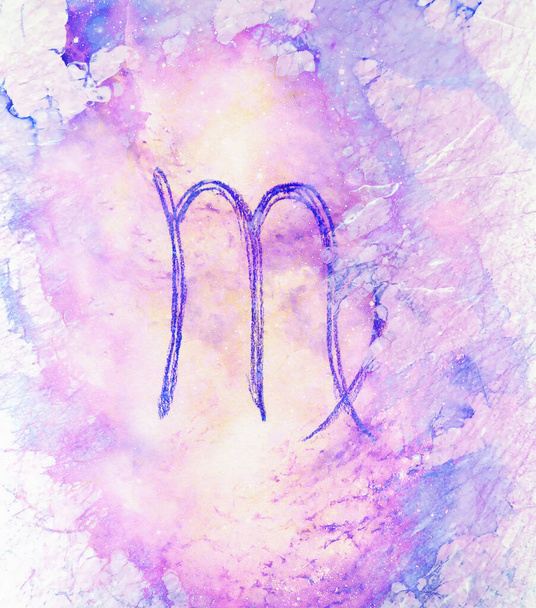 handgezeichnete Horoskop-Astrologie-Symbole, farbiger Hintergrund - Foto, Bild