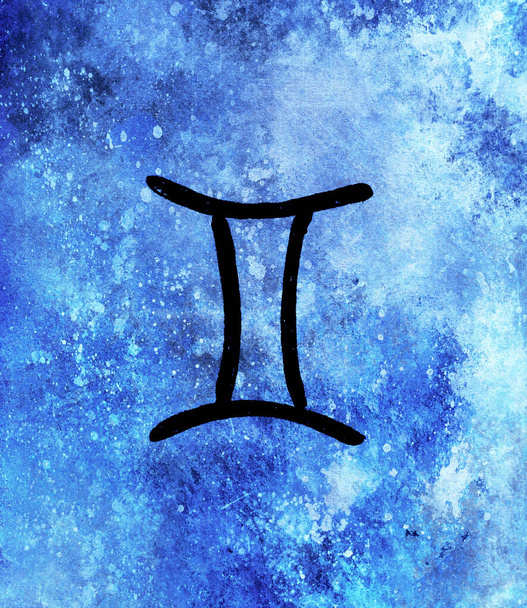 Символы астроскопии ручной работы, синий фон
 - Фото, изображение